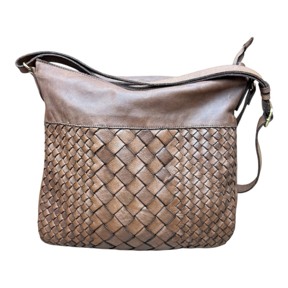 Marta ponti Brown Woven Leather Shoulder Bag